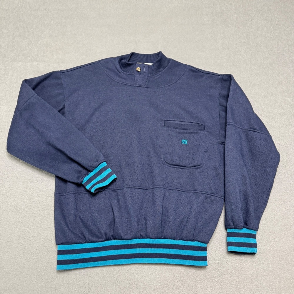 Givenchy Sweatshirt Mens Large Navy Blue Vintage 90s Embroidered Logo Pullover‎